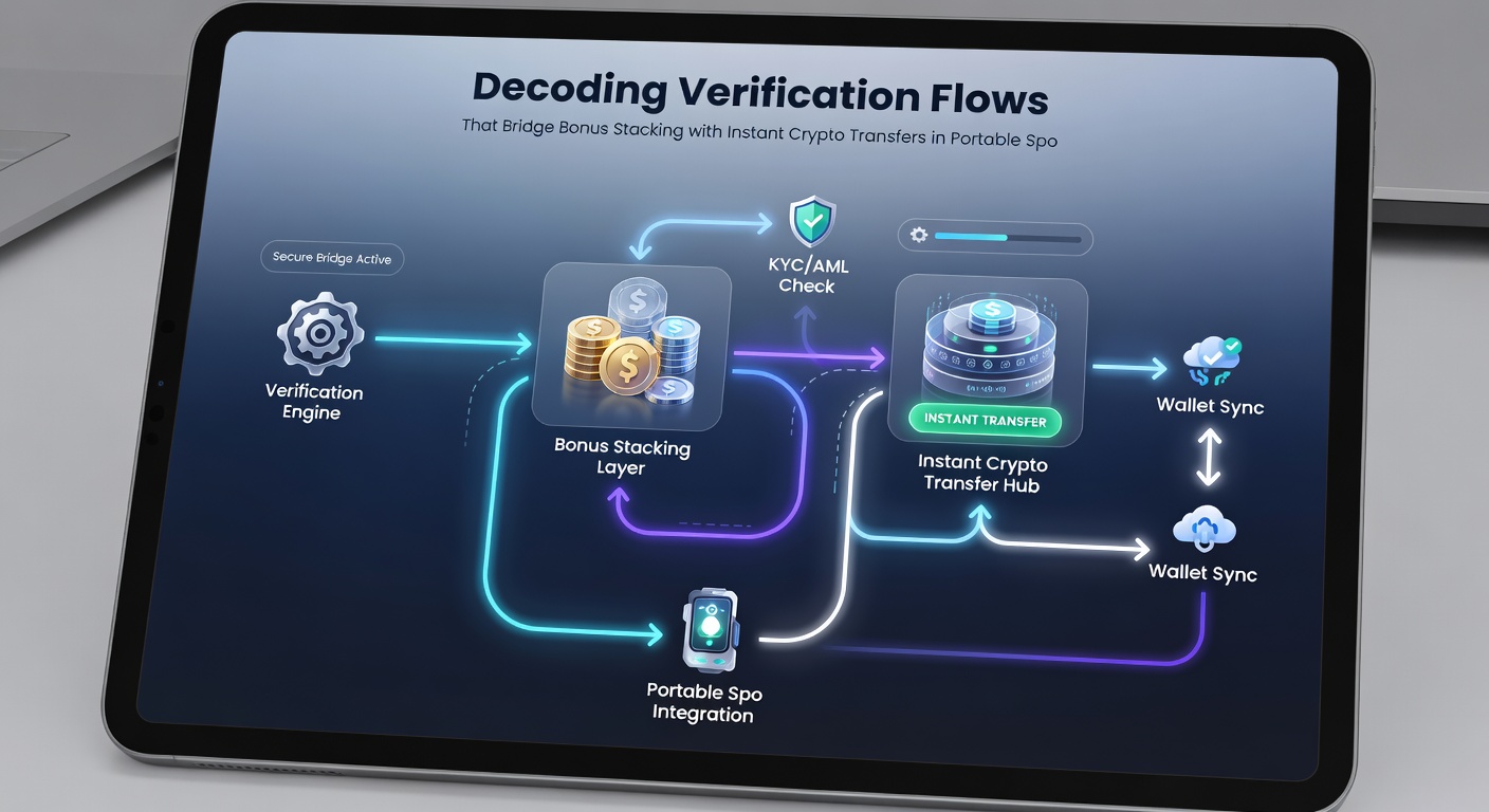 Illustration of crypto transfer verification bridging mobile sports bets and live table game sessions