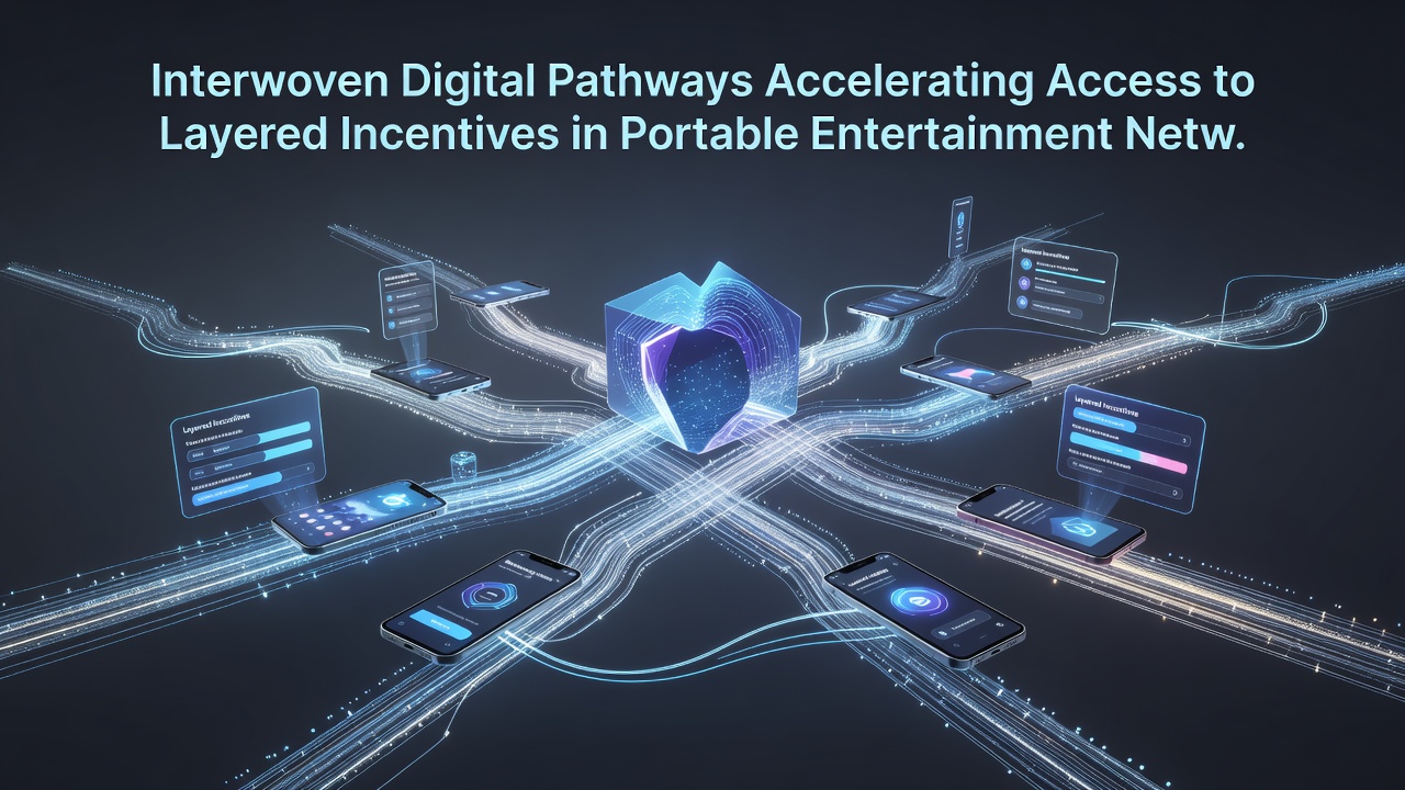 Mobile entertainment dashboard showing interconnected reward layers and digital pathways