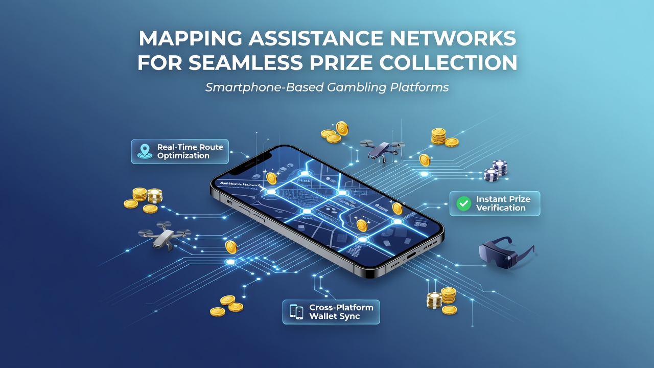 Diagram illustrating interconnected support nodes in mobile gambling assistance networks