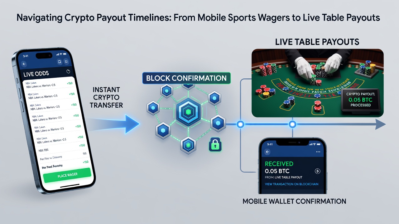 Close-up of smartphone screen showing live dealer table interface with crypto balance and pending payout timer