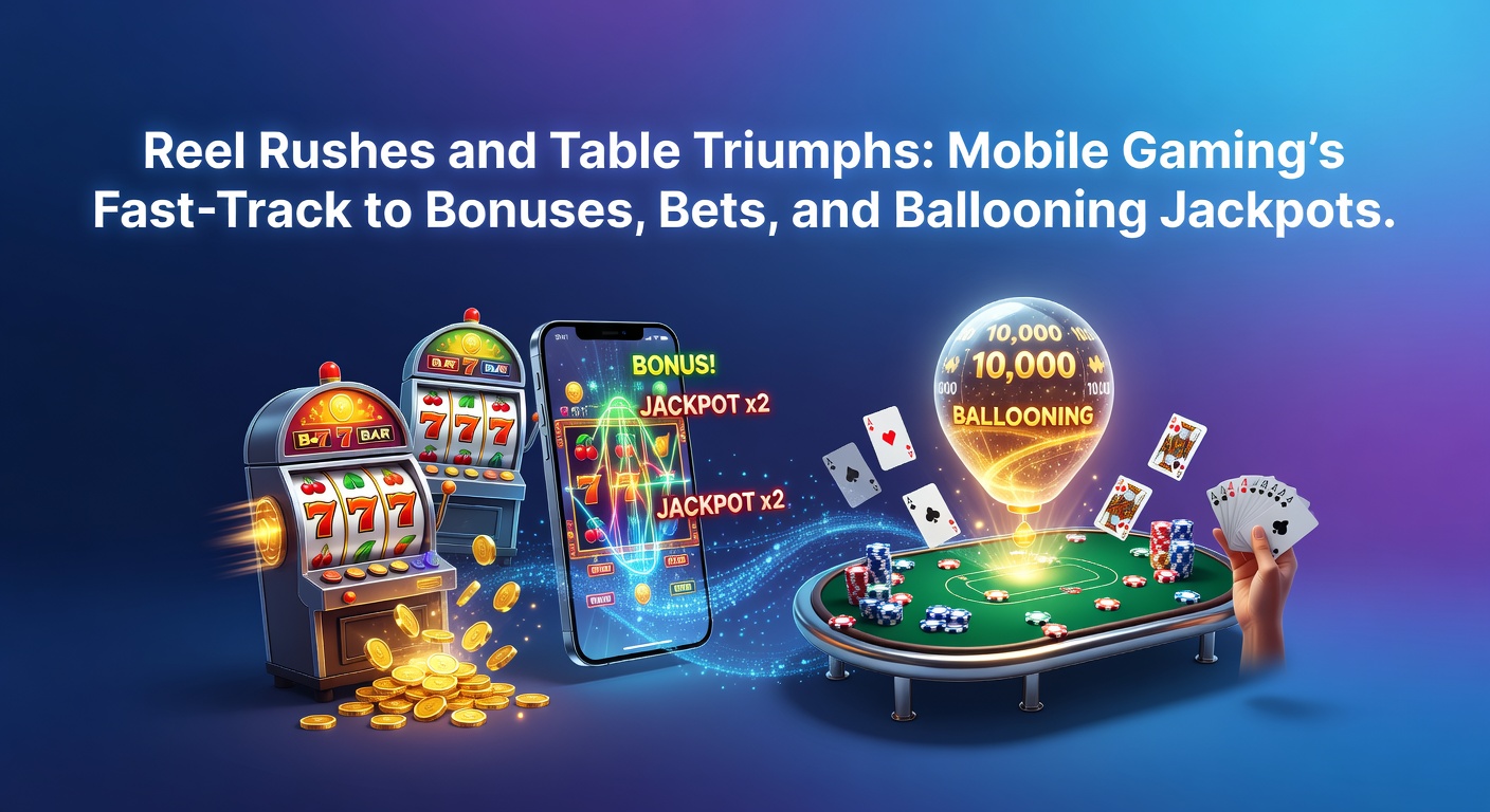 Vibrant mobile casino app displaying spinning slots, live blackjack tables, and flashing bonus notifications amid jackpot counters climbing rapidly