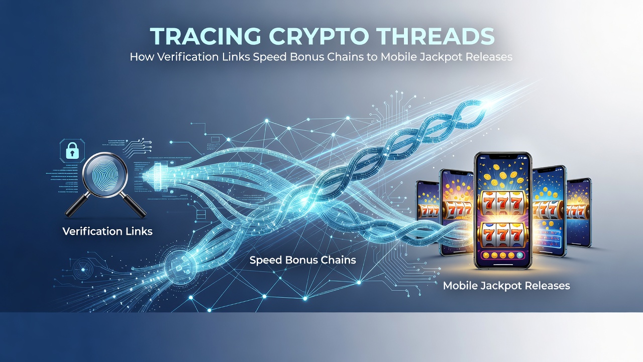 Blockchain verification process linking crypto deposits to mobile casino bonus chains adn jackpot releases